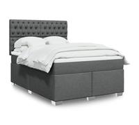 GeenYuu Sommier à Lattes avec Matelas 160x200cm Gris foncé en Tissu Polyester, Cadre de lit avec tête réglable, surmatelas Doux et Respirant pour Chambre Adulte ou Enfant