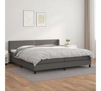 GeenYuu Sommier à Lattes avec Matelas 200x200 cm en Similicuir Gris, Cadre de lit tapissier avec tête réglable, Structure en Bois mélèze pour Chambre Adulte ou Enfant