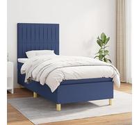 GeenYuu Sommier à Lattes avec Matelas 80x200 cm Bleu, Cadre de lit en Tissu Durable, tête de lit réglable, Support Moyen-Dur, idéal Chambre Adulte Enfant, Structure Bois et métal Confortable