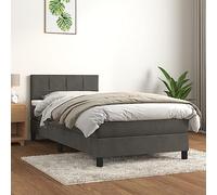 GeenYuu Sommier à Lattes avec Matelas 80x200 cm Gris foncé Velours, Cadre de lit tapissier avec tête réglable, Structure Bois et métal pour Chambre Adulte Enfant