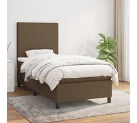 GeenYuu Sommier à Lattes avec Matelas 80x200 cm Marron foncé, Cadre de lit en Tissu, tête de lit réglable, Support Moyen-Dur, idéal Chambre Adulte Enfant, Structure Bois et métal Durable