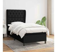 GeenYuu Sommier à Lattes avec Matelas 80x200 cm Noir, Cadre de lit en Tissu Respirant, tête de lit réglable, Support Moyen-Dur, pour Chambre Adulte Enfant, Structure Bois et métal Durable