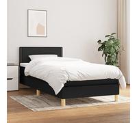 GeenYuu Sommier à Lattes avec Matelas 80x200 cm Noir en Tissu, Cadre de lit tapissier avec tête réglable, Couchage Confortable pour Chambre Adulte ou Enfant, Structure Bois et métal Durable