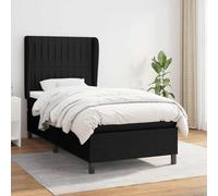 GeenYuu Sommier à Lattes avec Matelas 80x200 cm Noir Tissu, Cadre de lit tapissier Bois et métal, tête de lit réglable, Couchage Confortable pour Chambre Adulte ou Enfant