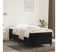 GeenYuu Sommier à Lattes avec Matelas 80x200 cm Noir Velours Cadre de lit tapissier Bois et métal pour Chambre Adulte Enfant Confort et Support Optimal
