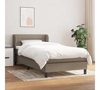 GeenYuu Sommier à Lattes avec Matelas 80x200 cm Taupe, Cadre de lit en Tissu Durable, tête de lit réglable, Support Moyen-Dur, idéal Chambre Adulte Enfant, Structure Bois et métal Confortable
