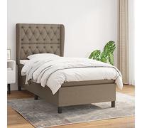 GeenYuu Sommier à Lattes avec Matelas 80x200 cm Taupe, Cadre de lit en Tissu, tête de lit réglable, Support Ferme, idéal Chambre Adulte ou Enfant, Structure Bois et métal Durable