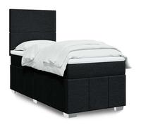 GeenYuu Sommier à Lattes avec Matelas 80x200 cm Tissu Noir Cadre de lit tête de lit réglable LED, surmatelas Confortable Mousse, Support Bois et métal pour Chambre Adulte Enfant
