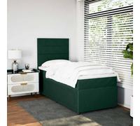 GeenYuu Sommier à Lattes avec Matelas 80x200 cm Vert foncé en Velours, Cadre de lit tapissier avec tête capitonnée, Structure Bois et métal pour Chambre Adulte ou Enfant