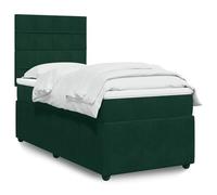 GeenYuu Sommier à Lattes avec Matelas 80x200 cm Vert foncé Velours, Cadre de lit tapissier capitonné, tête de lit réglable, Support Bois et métal pour Chambre Adulte Enfant