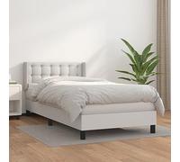 GeenYuu Sommier à Lattes avec Matelas 90x190 cm en Similicuir Blanc, Cadre de lit tapissier avec tête réglable, Structure en Bois et métal pour Chambre Adulte ou Enfant