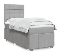 GeenYuu Sommier à Lattes avec Matelas 90x190 cm Gris Clair Tissu, Cadre de lit Bois et métal, tête de lit réglable, Bande LED Ambiance, surmatelas Mousse Amovible