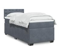 GeenYuu Sommier à Lattes avec Matelas 90x200 cm Gris foncé Velours, Cadre de lit tapissier, tête de lit capitonnée, Structure Bois et métal, Couchage Confortable pour Chambre Adulte Enfant