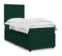 GeenYuu Sommier à Lattes avec Matelas 90x200 cm Vert foncé, Cadre de lit tapissier en Velours avec tête réglable, Support Bois et métal, surmatelas Amovible pour Chambre Adulte Enfant