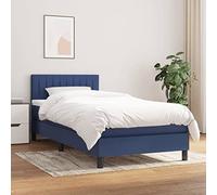 GeenYuu Sommier à Lattes avec Matelas Bleu 80x200 cm en Tissu, Cadre lit tapissier Bois et métal, tête réglable pour Chambre Adulte Enfant, Couchage Confortable et Support Durable