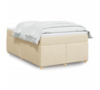 GeenYuu Sommier à Lattes avec Matelas crème 120x190 cm en Tissu Polyester, Cadre de lit Robuste en Bois de pin Massif, surmatelas Amovible Lavable pour Chambre Adulte ou Enfant