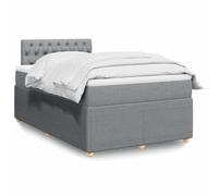 GeenYuu Sommier à Lattes avec Matelas Gris Clair 120x200cm en Tissu Polyester, Cadre de lit avec tête et Pieds en Bois Massif, Bande LED intégrée pour Ambiance, surmatelas Confortable