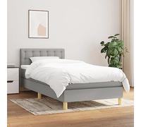 GeenYuu Sommier à Lattes avec Matelas Gris Clair 80x200 cm en Tissu, Cadre de lit tapissier avec tête réglable, Structure Bois et métal pour Chambre Adulte ou Enfant