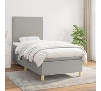 GeenYuu Sommier à Lattes avec Matelas Gris Clair 90x200 cm en Tissu, Cadre de lit tapissier avec tête réglable, Support Bois et métal pour Chambre Adulte ou Enfant