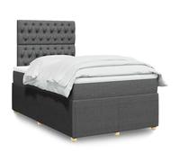 GeenYuu Sommier à Lattes avec Matelas Gris foncé 120x190cm en Tissu Polyester, Cadre de lit tapissier avec tête réglable, Structure Bois et Pieds en pin Massif pour Chambre Adulte Enfant