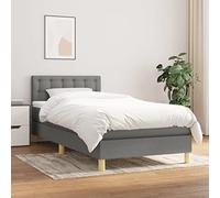 GeenYuu Sommier à Lattes avec Matelas Gris foncé 90x200 cm en Tissu, Cadre de lit tapissier avec tête réglable, Structure Bois et métal pour Chambre Adulte Enfant, Confort Moyen-Dur