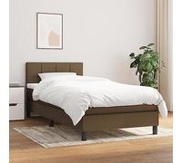 GeenYuu Sommier à Lattes avec Matelas Marron foncé 90x190 cm Cadre de lit en Tissu Durable tête de lit réglable Bois et métal pour Chambre Adulte Enfant Confort Optimal