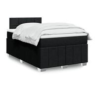 GeenYuu Sommier à Lattes avec Matelas Noir 120x190 cm en Tissu Polyester, Cadre de lit avec tête et Pieds en Bois Massif, Bande LED intégrée pour Chambre Adulte ou Enfant