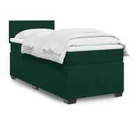 GeenYuu Sommier à Lattes avec Matelas Velours Vert foncé 80x200 cm, Cadre de lit tapissier avec tête capitonnée, Structure Bois et métal, idéal Chambre Adulte ou Enfant