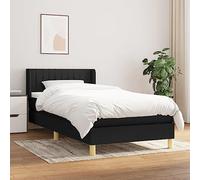 GeenYuu Sommier à Lattes Cadre de lit Noir 80x200 cm avec Matelas à Ressorts ensachés et surmatelas en Tissu, tête de lit réglable, Bois et métal pour Chambre Adulte Enfant