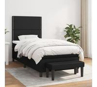GeenYuu Sommier à Lattes de lit avec Matelas 90x190 cm Tissu Noir Cadre tapissier tête réglable Banc de Bout de lit Chambre Adulte Enfant Confort Durable