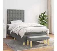 GeenYuu Sommier à Lattes de lit avec Matelas Gris foncé 80x200 cm en Tissu, Cadre tapissier avec tête réglable, Banc Multifonctionnel, Couchage Adulte, Support Robuste en Bois et métal