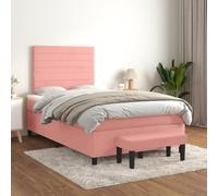 GeenYuu Sommier à Lattes de lit Cadre avec Matelas 120x200 cm Velours Rose tête de lit réglable Banc de Bout pour Chambre Adulte Enfant Confortable