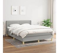 GeenYuu Sommier à Lattes de lit Cadre Gris Clair 140x190cm avec Matelas Ressorts ensachés Tissu Polyester tête réglable Confort Ferme pour Chambre Adulte Enfant