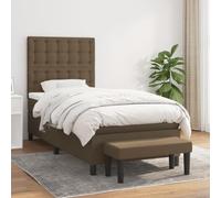 GeenYuu Sommier à Lattes de lit Cadre tapissier Marron foncé 90x200 cm avec Matelas Ressorts ensachés surmatelas Mousse et Banc de Bout de lit pour Chambre Adulte Enfant