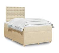 GeenYuu Sommier à Lattes de lit crème 120x200 cm avec Matelas à Ressorts ensachés Tissu Polyester tête de lit réglable Cadre Bois pin Massif surmatelas Mousse Lavable