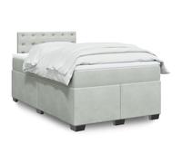 GeenYuu Sommier à Lattes de lit Gris Clair avec Matelas 120x200cm Velours, Cadre tapissier, tête de lit capitonnée, Support en Bois et métal pour Chambre Adulte ou Enfant