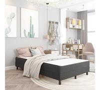 GeenYuu Sommier à Lattes de lit Gris Tissu 120x200 cm Robuste avec Cadre en métal et MDF pour Chambre Adulte Enfant, sommier tapissier Facile à Monter, Support Durable pour Matelas Plateforme
