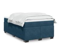 GeenYuu Sommier à Lattes de lit Velours Bleu foncé avec Matelas 120x190cm Cadre en Bois et Mousse surmatelas Amovible pour Chambre Adulte Enfant Confort Durable