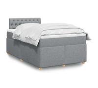 GeenYuu Sommier à Lattes Gris Clair 120x190 cm avec Matelas à Ressorts ensachés et surmatelas, Cadre de lit en Tissu Polyester avec tête de lit, Pieds en Bois Massif