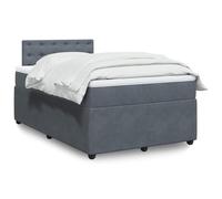 GeenYuu Sommier à Lattes Gris foncé avec Matelas 120x200cm en Velours, Cadre de lit tapissier avec tête, Support Bois et métal, Couchage Confortable pour Chambre Adulte, Enfant ou ado