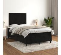 GeenYuu Sommier à Lattes Noir avec Matelas 120x200 cm Velours, Cadre lit tapissier avec tête réglable, Couchage Adulte Enfant, Meuble Chambre, Support Structure Bois et métal