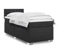 GeenYuu Sommier à Lattes Noir avec Matelas 90x190 cm en Similicuir, Cadre de lit tapissier avec tête de lit, Structure en Bois et métal pour Chambre Adulte ou Enfant