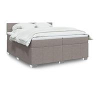 GeenYuu Sommier à Lattes tapissier avec Matelas 200x200 cm en Tissu Taupe, Cadre de lit en Bois, tête réglable, surmatelas Confortable pour Chambre Adulte