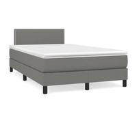 GeenYuu Sommier à Lattes tapissier Gris foncé 120x190 cm avec Matelas Ressorts ensachés, tête de lit réglable, Bande LED USB intégrée pour Chambre Adulte Enfant, Cadre Bois et Tissu Respirant