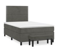 GeenYuu Sommier à Lattes Velours Gris foncé 120x190cm avec Matelas à Ressorts ensachés tête de lit réglable Banc de Bout de lit pour Chambre Adulte Enfant