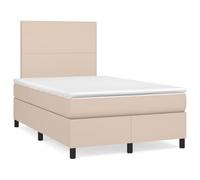 GeenYuu Sommier tapissier avec Matelas à Ressorts ensachés et Bande LED Cappuccino 120x190 cm Cadre Bois Similicuir tête réglable pour Chambre Adulte Enfant