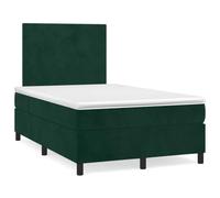 GeenYuu Sommier tapissier capitonné Vert foncé 120x190 cm avec Matelas à Ressorts ensachés et Bande LED, Cadre de lit en Bois de pin Massif pour Chambre Adulte Confortable et Pratique