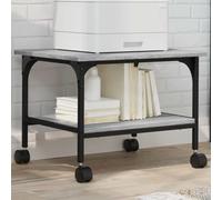 GeenYuu Support d'imprimante avec 2 étagères - Gris Sonoma - 50 x 40 x 38 cm - En bois - Cadre en acier avec roulettes - Mobile - Pour bureau, maison, bureau, bureau, organiseur, espace de rangement