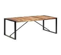 GeenYuu Table à Manger Bois Massif Acacia et hévéa 220x100x75 cm avec Pieds Acier Finition laquée pour Cuisine Salle à Manger Salon Espace Repas Convivial et Robuste