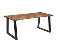 GeenYuu Table à Manger en Bois d'acacia Massif 180x90 cm avec Pieds métal en Forme de U Style Industriel pour Cuisine séjour Salon Repas Convivial